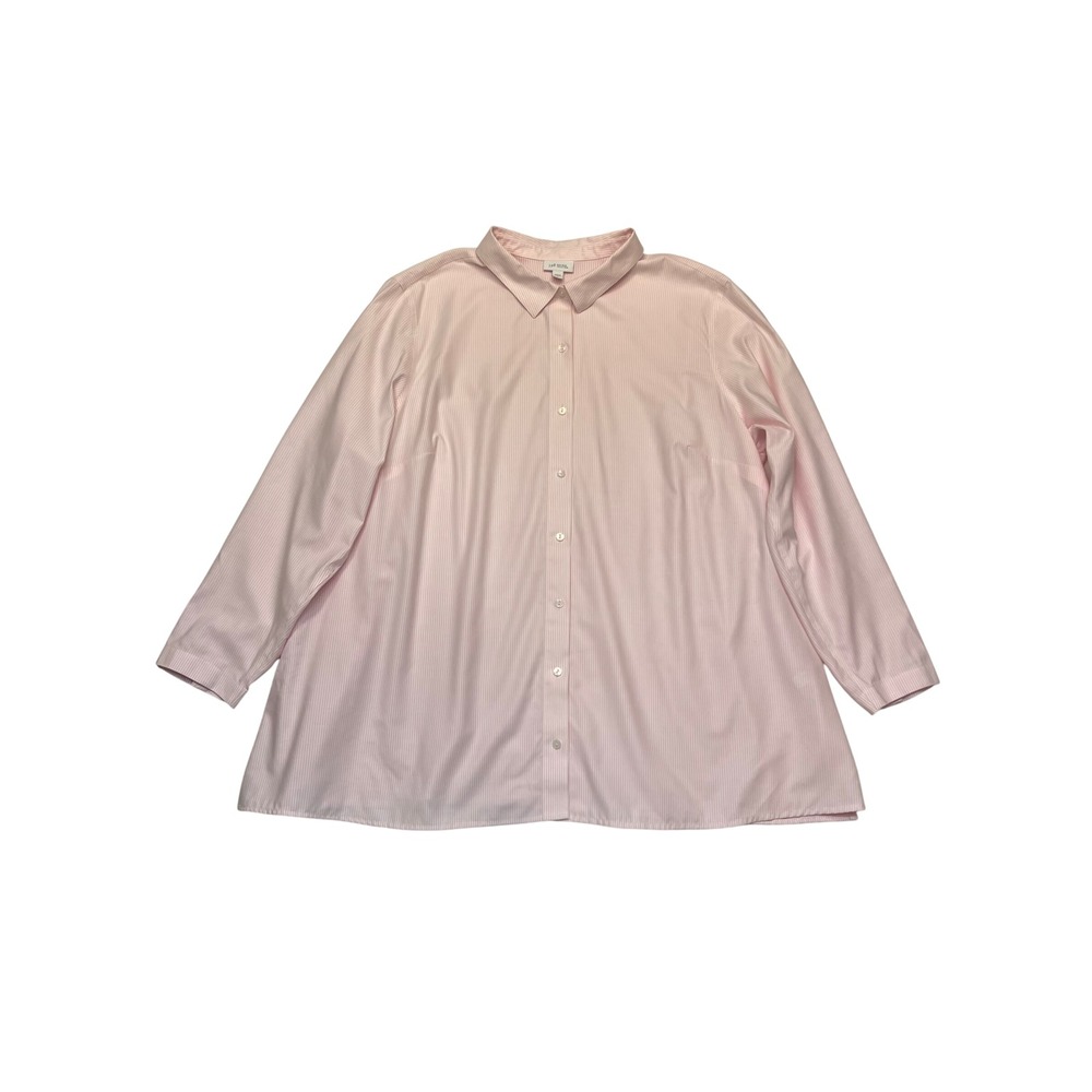 J. Jill Non-Iron Pink White Pinstripe Cotton Button Down Shirt Size 2X